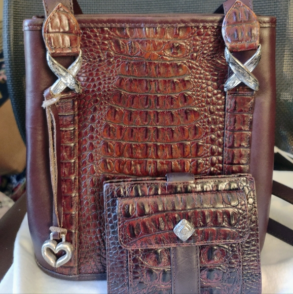 Brighton | Bags | Vintage Brighton Purse Brown Leather With Crocodile ...